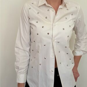 Junya Watanabe White Embellished Button-Down Shirt